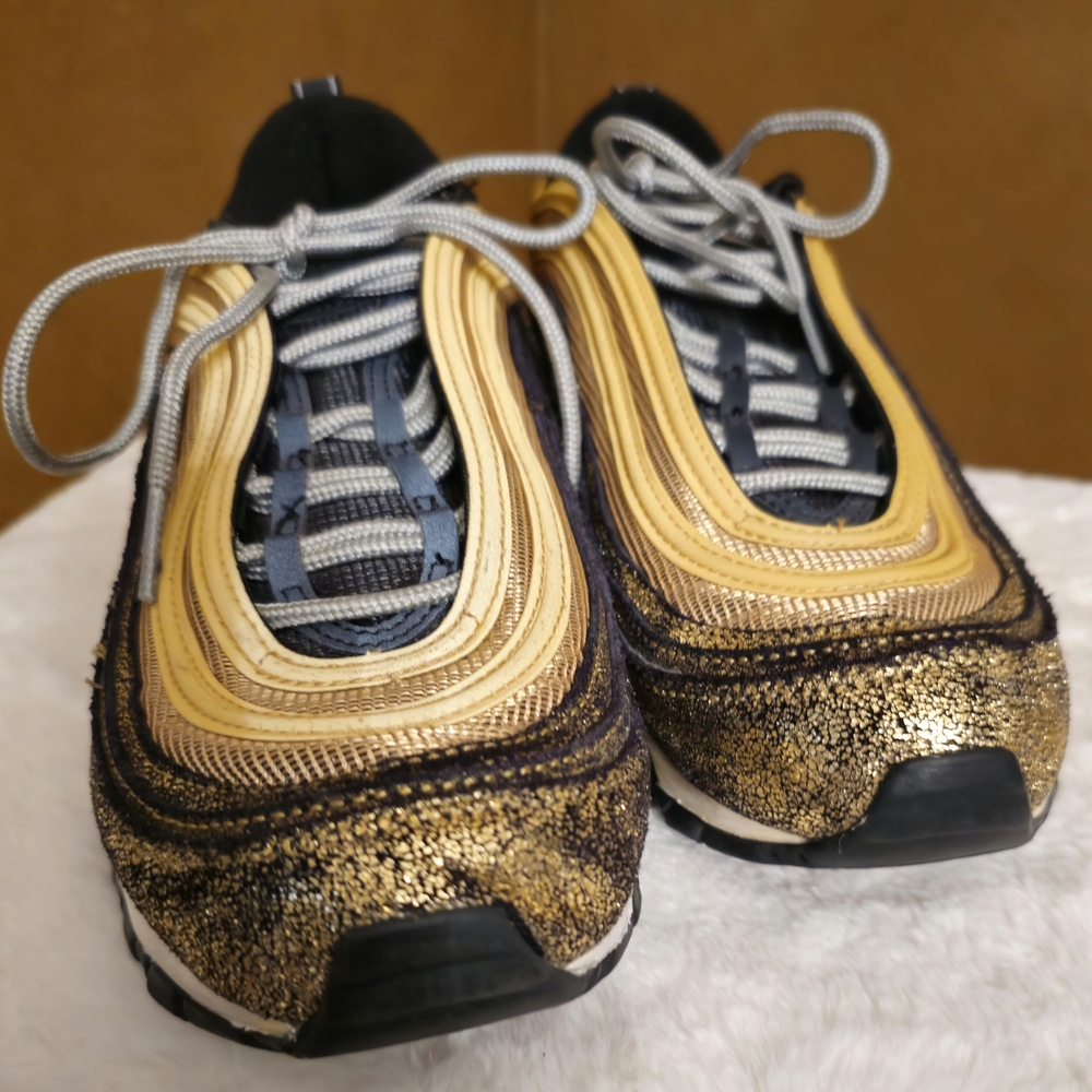 Nike Air Max 97 Gold and Black Sneakers - Picture 2 of 8